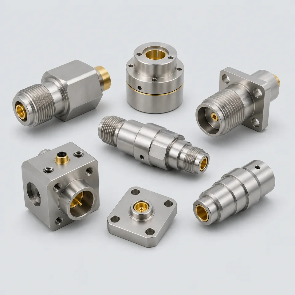 Representative drawing-based precision RF housings, adapters, and flange components