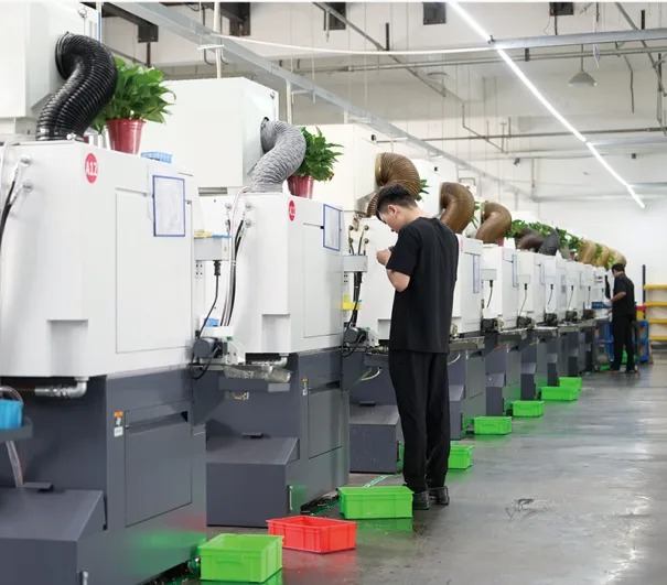Row of CNC machines operated at a manufacturing partner facility