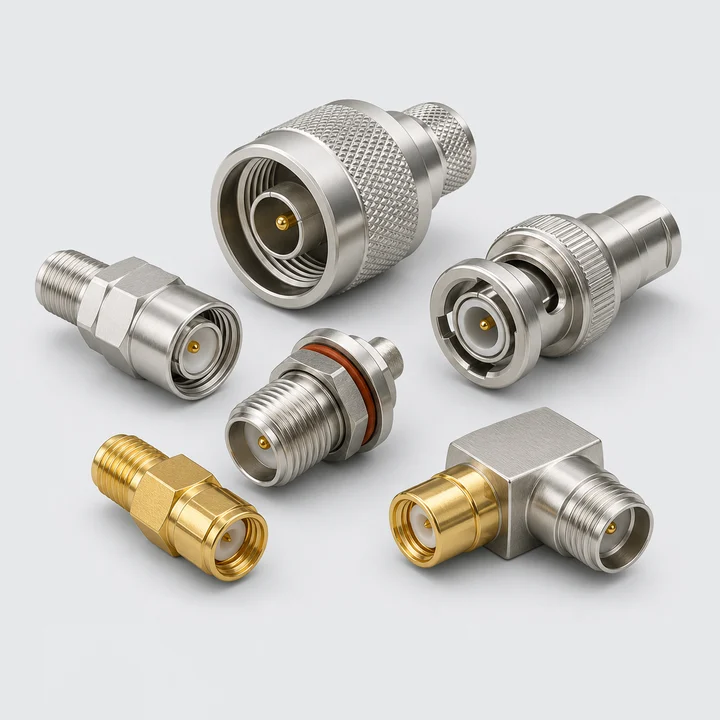 Representative selection of RF coaxial connector interfaces and adapter configurations